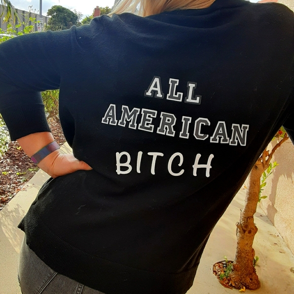 Sold.  All American Bi*Ch Cardigan M - Picture 2 of 6